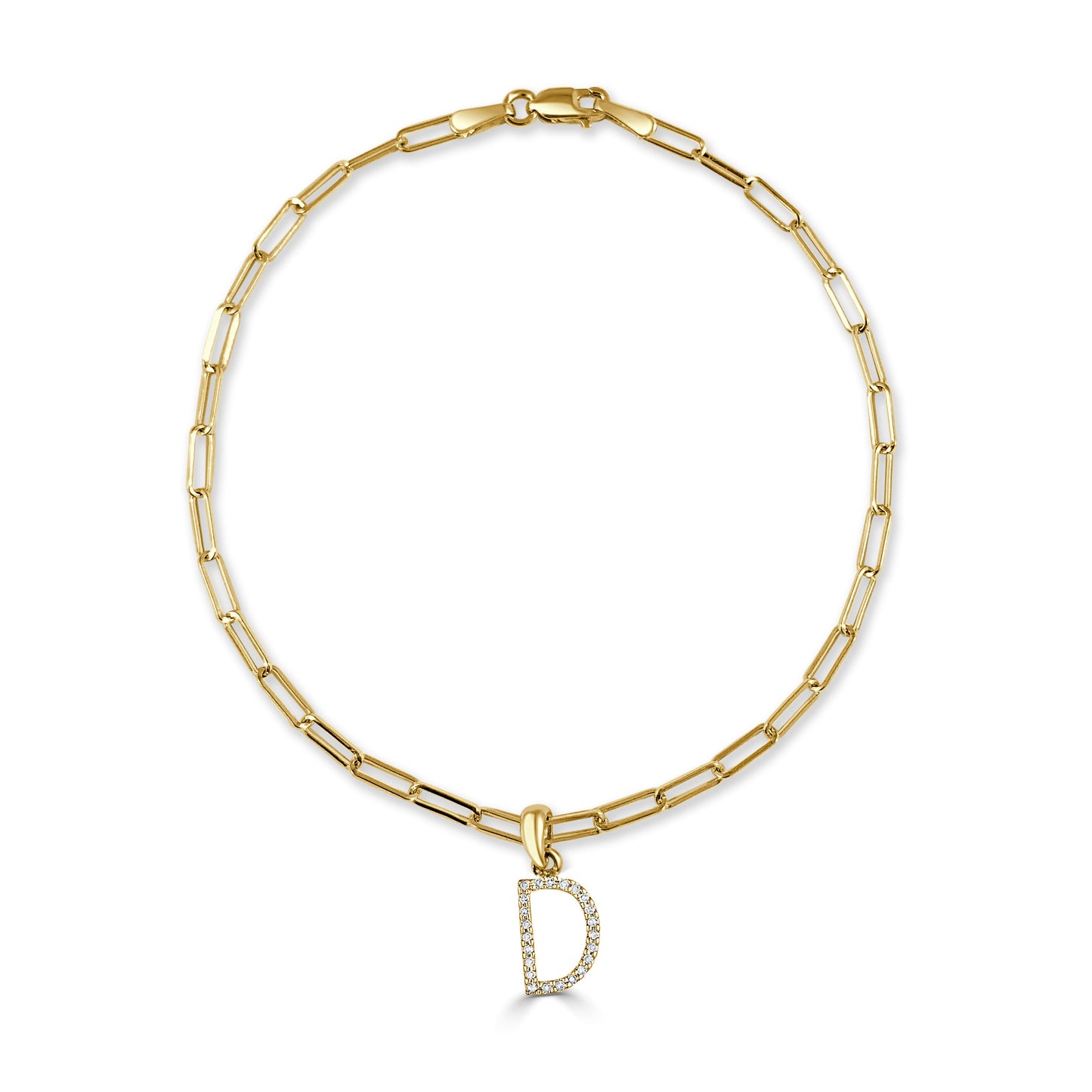 14k Gold & Diamond Initial "D" Link Bracelet