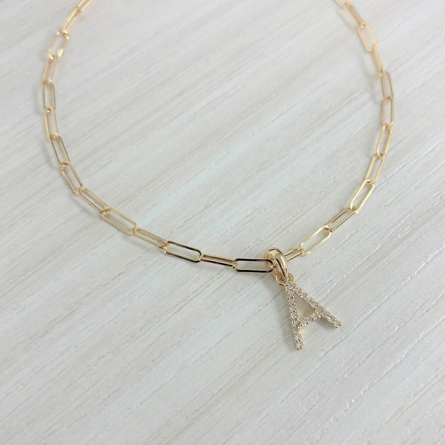14k Gold & Diamond Initial "H" Link Bracelet