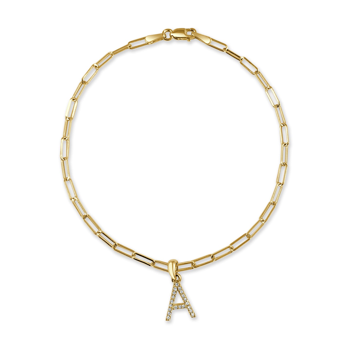 14k Gold & Diamond Initial "A" Link Bracelet