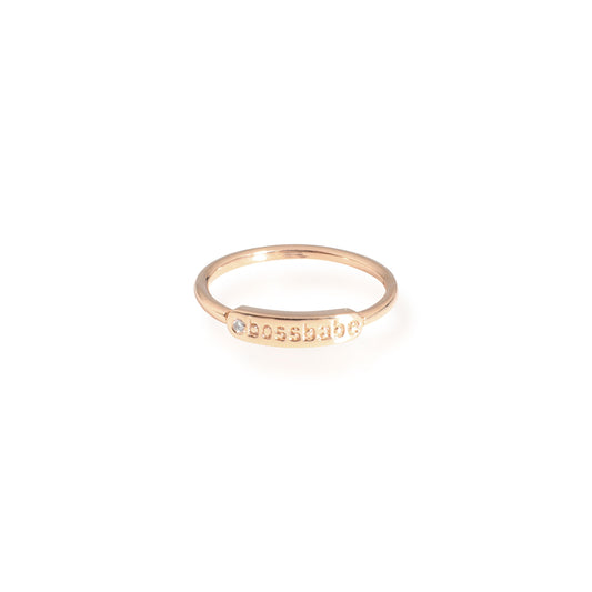 14K Rose Gold My Story "Bossbabe" ID Ring 0.01 Ct.